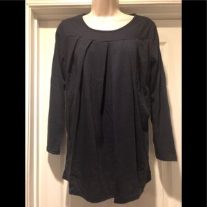 Women’s Navy Blue Long Sleeve pleated tunic top